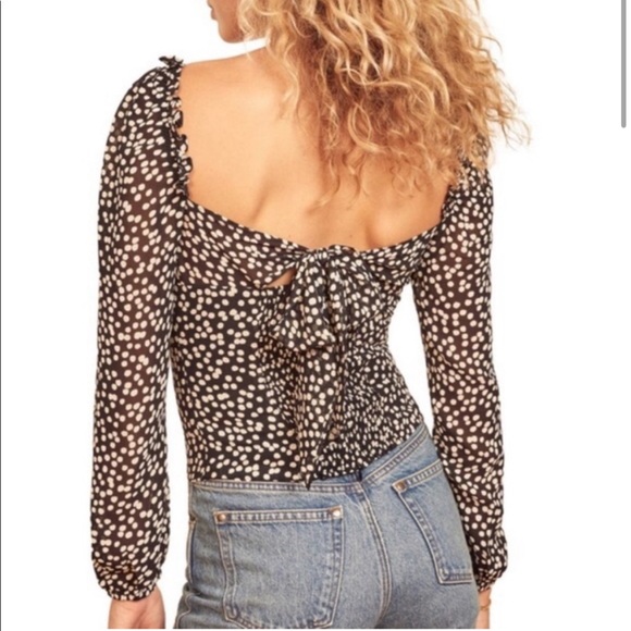 Reformation Bacio Ruffle Tie Back Crop Top - Picture 2 of 5